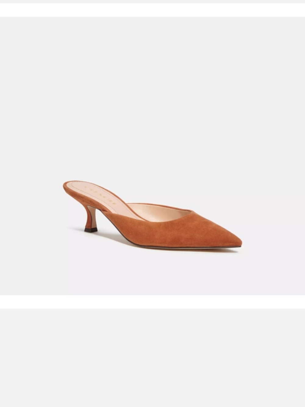 COACH Women's Pointed-Toe Mule Heels in Tan Suede - Picture 3 of 12